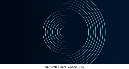 Blue abstract background with glowing circles. Swirl circular lines pattern. Geometric spiral. Twirl element. Modern graphic design. Futuristic technology concept. Vector Eps10