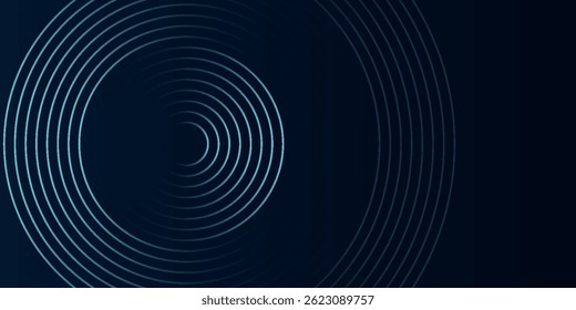 Blue abstract background with glowing circles. Swirl circular lines pattern. Geometric spiral. Twirl element. Modern graphic design. Futuristic technology concept. Vector Eps10