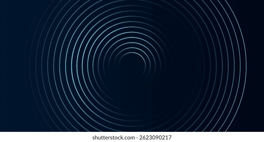 Blue abstract background with glowing circles. Swirl circular lines pattern. Geometric spiral. Twirl element. Modern graphic design. Futuristic technology concept. Vector Eps10