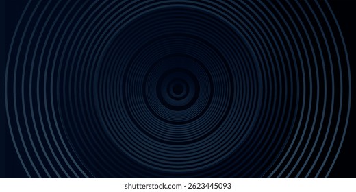 Blue abstract background with glowing circles. Swirl circular lines pattern. Geometric spiral. Twirl element. Modern graphic design. Futuristic technology concept. Vector illustration