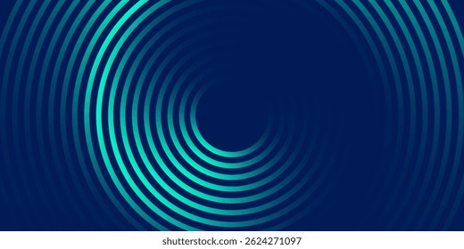 Blue abstract background with glowing circles. Swirl circular lines pattern. Geometric spiral. Twirl element. Modern graphic desi	
