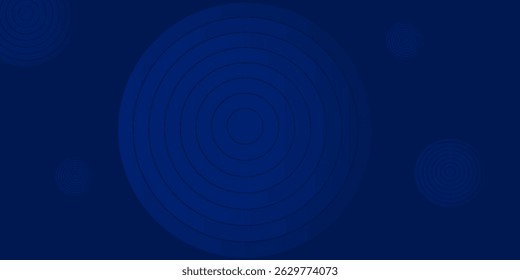 Fondo abstracto azul con círculos brillantes. Patrón de líneas circulares. Espiral geométrica. Elemento giratorio. Diseño gráfico moderno. Concepto de tecnología futurista. Ilustración vectorial Eps 10