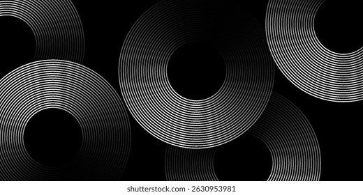 Fundo abstrato azul com círculos brilhantes. Padrão de linhas circulares giratórias. Espiral geométrica. Elemento de giro. Design gráfico moderno