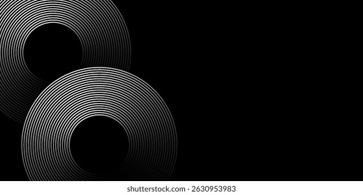 Blue abstract background with glowing circles. Swirl circular lines pattern. Geometric spiral. Twirl element. Modern graphic desi
