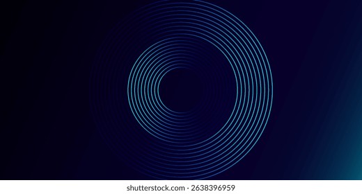 Blue abstract background with glowing circles. Swirl circular lines pattern. Geometric spiral. Twirl element. Modern graphic design. Futuristic technology concept.