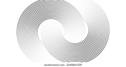 Blue abstract background with glowing circles. Swirl circular lines pattern. Geometric spiral. Twirl element. Modern graphic design. Futuristic technology concept.