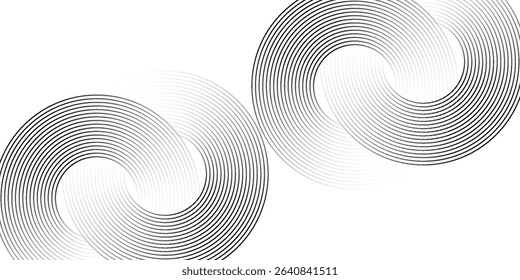 Blue abstract background with glowing circles. Swirl circular lines pattern. Geometric spiral. Twirl element. Modern graphic design. Futuristic technology concept.