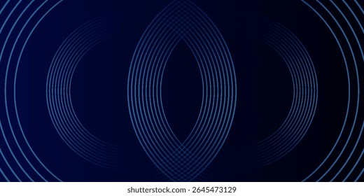 Blue abstract background with glowing circles. Swirl circular lines pattern. Geometric spiral. Twirl element. Modern graphic design. poster in modern trendy design