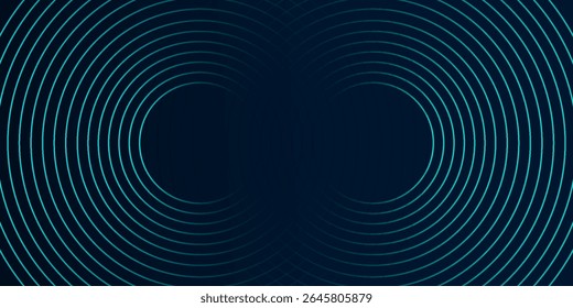 Blue abstract background with glowing circles. Swirl circular lines pattern. Geometric spiral. Twirl element. Modern graphic design. Futuristic technology concept. eps10