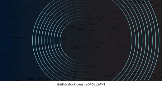 Blue abstract background with glowing circles. Swirl circular lines pattern. Geometric spiral. Twirl element. Modern graphic design. Futuristic technology concept.