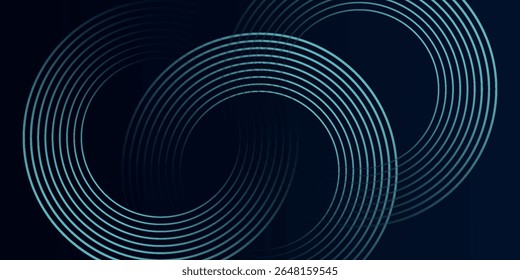 Blauer abstrakter Hintergrund mit leuchtenden Kreisen. Kreisförmiges Linienmuster drehen. Geometrische Spirale. Drallelement. Modernes Grafikdesign. Futuristische Technologie concept.eps.10