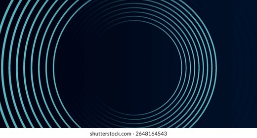 Fondo abstracto azul con círculos brillantes. Patrón de líneas circulares. Espiral geométrica. Elemento giratorio. Diseño gráfico moderno. Concepto de tecnología futurista. eps.10