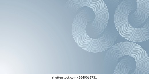 Blue abstract background with glowing circles. Swirl circular lines pattern. Geometric spiral. Twirl element. Modern graphic design. Futuristic technology concept.