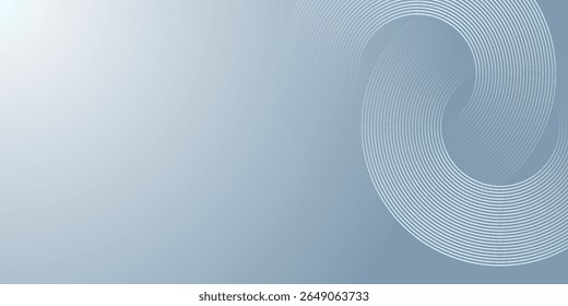 Blauer abstrakter Hintergrund mit leuchtenden Kreisen. Kreisförmiges Linienmuster drehen. Geometrische Spirale. Drallelement. Modernes Grafikdesign. Futuristisches Technologiekonzept.