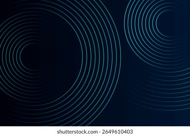 Blue abstract background with glowing circles. Swirl circular lines pattern. Geometric spiral. Twirl element. Modern graphic design. Futuristic technology concept.