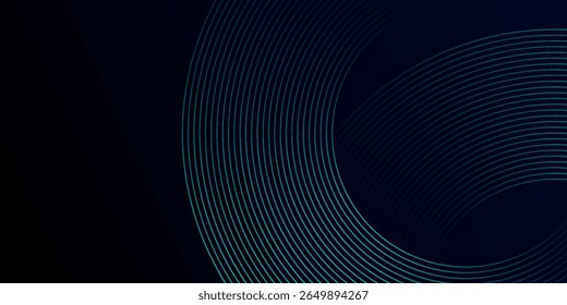 Blue abstract background with glowing circles. Swirl circular lines pattern. Geometric spiral. Twirl element. Modern graphic design. Futuristic technology concept.