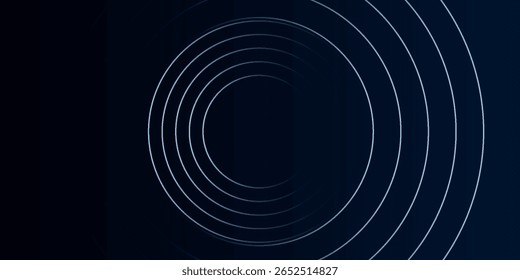Blue abstract background with glowing circles. Swirl circular lines pattern. Geometric spiral. Twirl element. Modern graphic design. Futuristic technology concept.