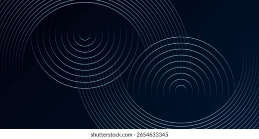 Blue abstract background with glowing circles. Swirl circular lines pattern. Geometric spiral. Twirl element. Modern graphic design. poster in bussines, banner