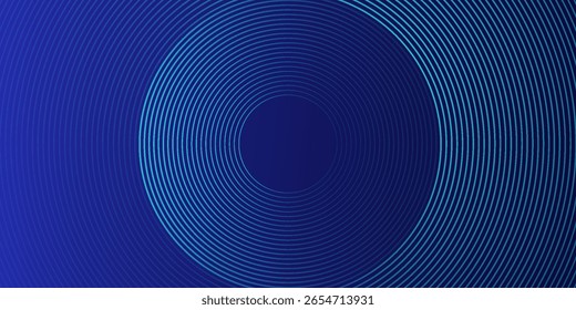 Fondo abstracto azul con círculos brillantes. Patrón de líneas circulares. Espiral geométrica. Elemento giratorio. Diseño gráfico moderno	