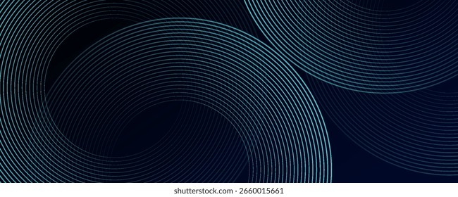 Fondo abstracto azul con círculos brillantes. Patrón de líneas circulares. Espiral geométrica. Elemento giratorio. Diseño gráfico moderno