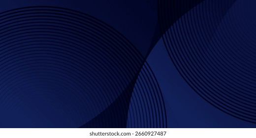 Blauer abstrakter Hintergrund mit leuchtenden Kreisen. Kreisförmiges Linienmuster drehen. Geometrische Spirale. Drallelement. Moderne grafische Darstellungen	
