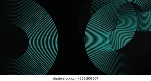 Blue abstract background with glowing circles. Swirl circular lines pattern. Geometric spiral. modern arts