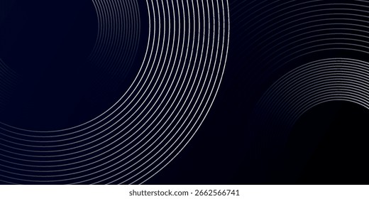 Fondo abstracto azul con círculos brillantes. Patrón de líneas circulares. Espiral geométrica. Elemento giratorio. Diseño gráfico moderno
