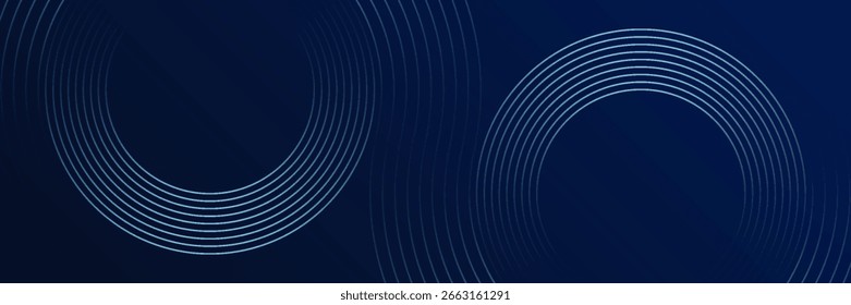 Blue abstract background with glowing circles. Swirl circular lines pattern. Geometric spiral. Twirl element. Modern graphic design. vector modern