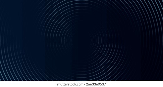 Blue abstract background with glowing circles. Swirl circular lines pattern. Geometric spiral. Twirl element. Modern graphic design. Futuristic technology concept.