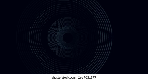 Blauer abstrakter Hintergrund mit leuchtenden Kreisen. Kreisförmiges Linienmuster drehen. Geometrische Spirale.