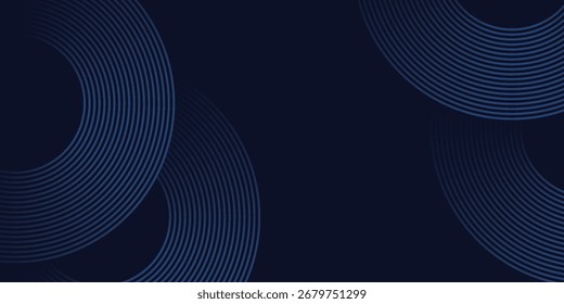 Blue abstract background with glowing circles. Swirl circular lines pattern. Geometric spiral. Twirl element. Modern graphic desi