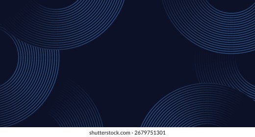 Blue abstract background with glowing circles. Swirl circular lines pattern. Geometric spiral. Twirl element. Modern graphic desi