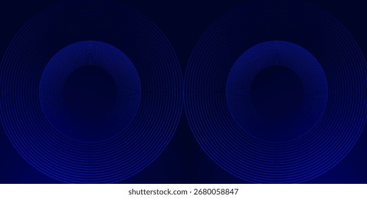 Fondo abstracto azul con círculos brillantes. Patrón de líneas circulares. Espiral geométrica. Elemento giratorio. Diseño gráfico moderno