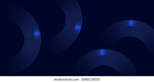 Fondo abstracto azul con círculos brillantes. Patrón de líneas circulares. Espiral geométrica. Elemento giratorio. Diseño gráfico moderno