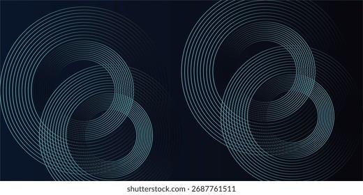 Blauer abstrakter Hintergrund mit leuchtenden Kreisen. Kreisförmiges Linienmuster drehen. Geometrische Spirale. Drallelement. Modernes Grafikdesign. Futuristisches Technologiekonzept.