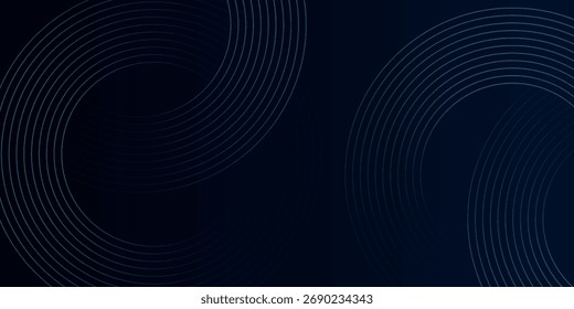 Blue abstract background with glowing circles. Swirl circular lines pattern. Geometric spiral. Twirl element. Modern graphic design. Futuristic technology concept.