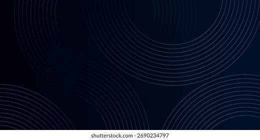 Blauer abstrakter Hintergrund mit leuchtenden Kreisen. Kreisförmiges Linienmuster drehen. Geometrische Spirale. Drallelement. Modernes Grafikdesign. Futuristisches Technologiekonzept.