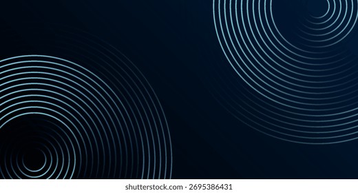 Blue abstract background with glowing circles. Swirl circular lines pattern. Geometric spiral. Twirl element. Modern graphic design. Futuristic technology concept.