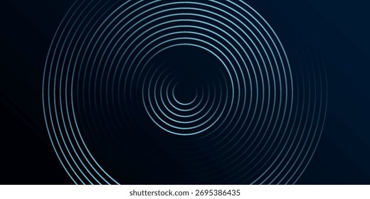 Blue abstract background with glowing circles. Swirl circular lines pattern. Geometric spiral. Twirl element. Modern graphic design. Futuristic technology concept.