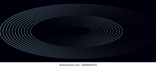 Fondo abstracto azul con círculos brillantes. Patrón de líneas circulares. Espiral geométrica. Elemento giratorio. Diseño gráfico moderno. Concepto de tecnología futurista.