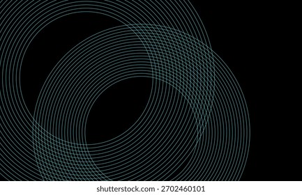Blue abstract background with glowing circles. Swirl circular lines pattern. Geometric spiral. Twirl element.