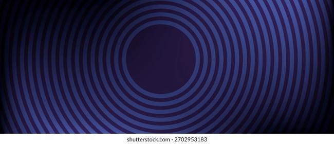Fondo abstracto azul con círculos brillantes. Patrón de líneas circulares. Espiral geométrica. Elemento giratorio. Diseño gráfico moderno. Concepto de tecnología futurista. Ilustración vectorial