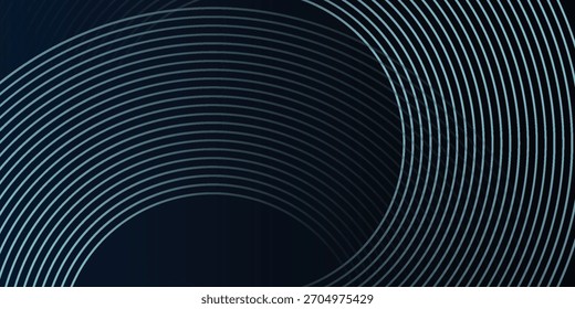 Fondo abstracto azul con círculos brillantes. Patrón de líneas circulares. Espiral geométrica. Elemento giratorio. Diseño gráfico moderno. Concepto de tecnología futurista.