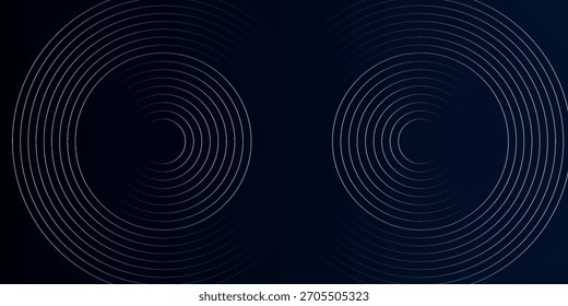 Fondo abstracto azul con círculos brillantes. Patrón de líneas circulares. Espiral geométrica. Elemento giratorio. Diseño gráfico moderno. Concepto de tecnología futurista.