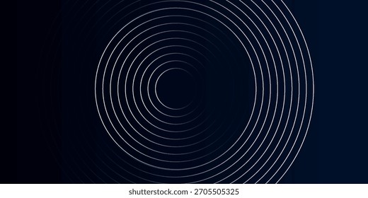 Fondo abstracto azul con círculos brillantes. Patrón de líneas circulares. Espiral geométrica. Elemento giratorio. Diseño gráfico moderno. Concepto de tecnología futurista.
