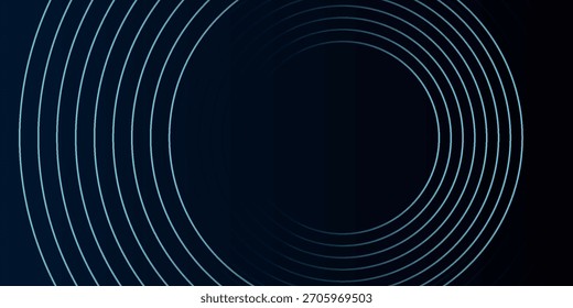Blue abstract background with glowing circles. Swirl circular lines pattern. Geometric spiral. Twirl element. Modern graphic design. Futuristic technology concept.