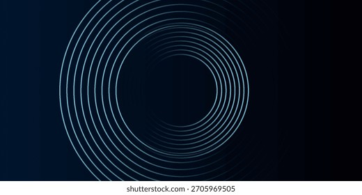 Blauer abstrakter Hintergrund mit leuchtenden Kreisen. Kreisförmiges Linienmuster drehen. Geometrische Spirale. Drallelement. Modernes Grafikdesign. Futuristisches Technologiekonzept.