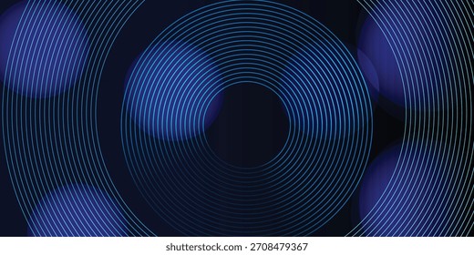 Fondo abstracto azul con círculos brillantes. Patrón de líneas circulares. Espiral geométricaElemento de giro Fondo de Fondo de pantalla de escritorio de tecnología futurista

