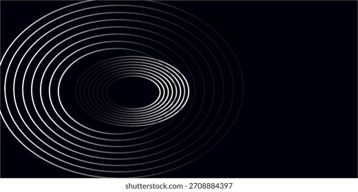 Fondo abstracto azul con círculos brillantes. Patrón de líneas circulares. Espiral geométrica. Elemento giratorio. Diseño gráfico moderno. Concepto de tecnología futurista.