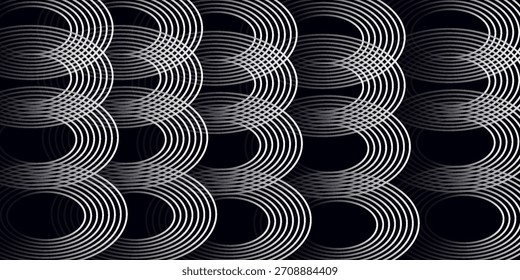 Fundo abstrato azul com círculos brilhantes. Padrão de linhas circulares giratórias. Espiral geométrica. Elemento de giro. Design gráfico moderno. Conceito de tecnologia futurista.